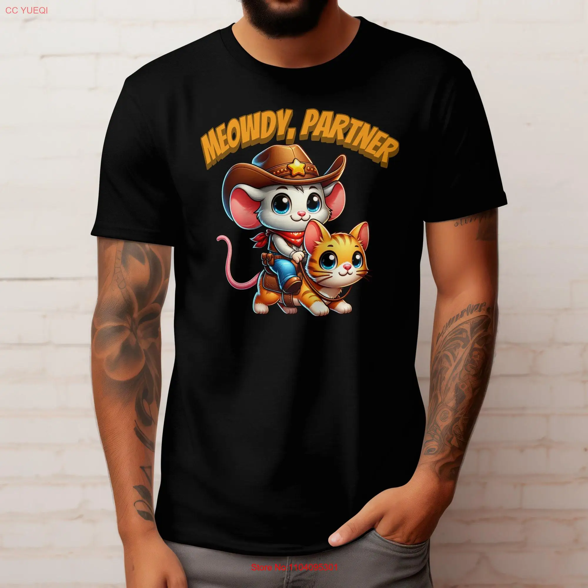 Cowboy Cat T Shirt Meowdy Funny Crazy Cute Catnip Madness Cool Kitten long or short sleeves