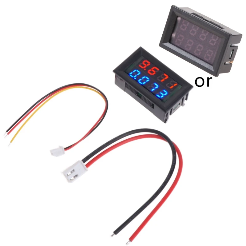 Digital DC Voltmeter Ammeter DC 100V 10A Voltage Current Meter Power Supply  Red Blue LED Dual Display