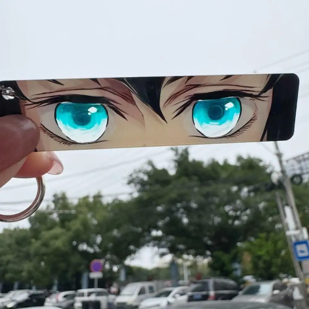 Chaveiro Demon Slayer Acrílico Rengoku Kyoujurou Olhos Brilhantes Retangular Dupla Face Padrão Mochila Pingente Presente de Natal