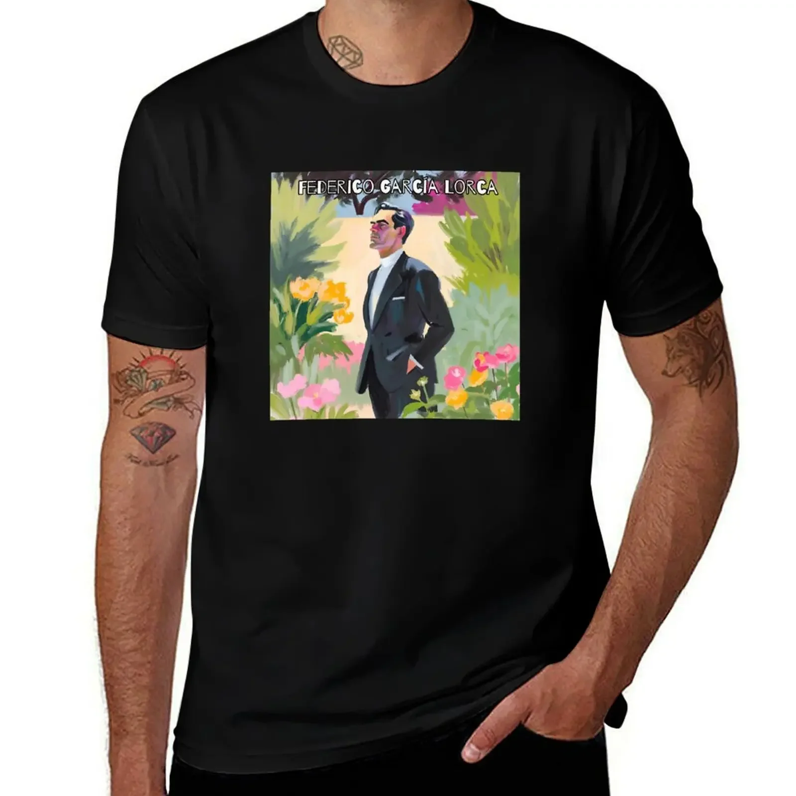 

Portrait of Federico Garcia Lorca T-Shirt street wear customs design your own cotton graphic tees tee shirts for men