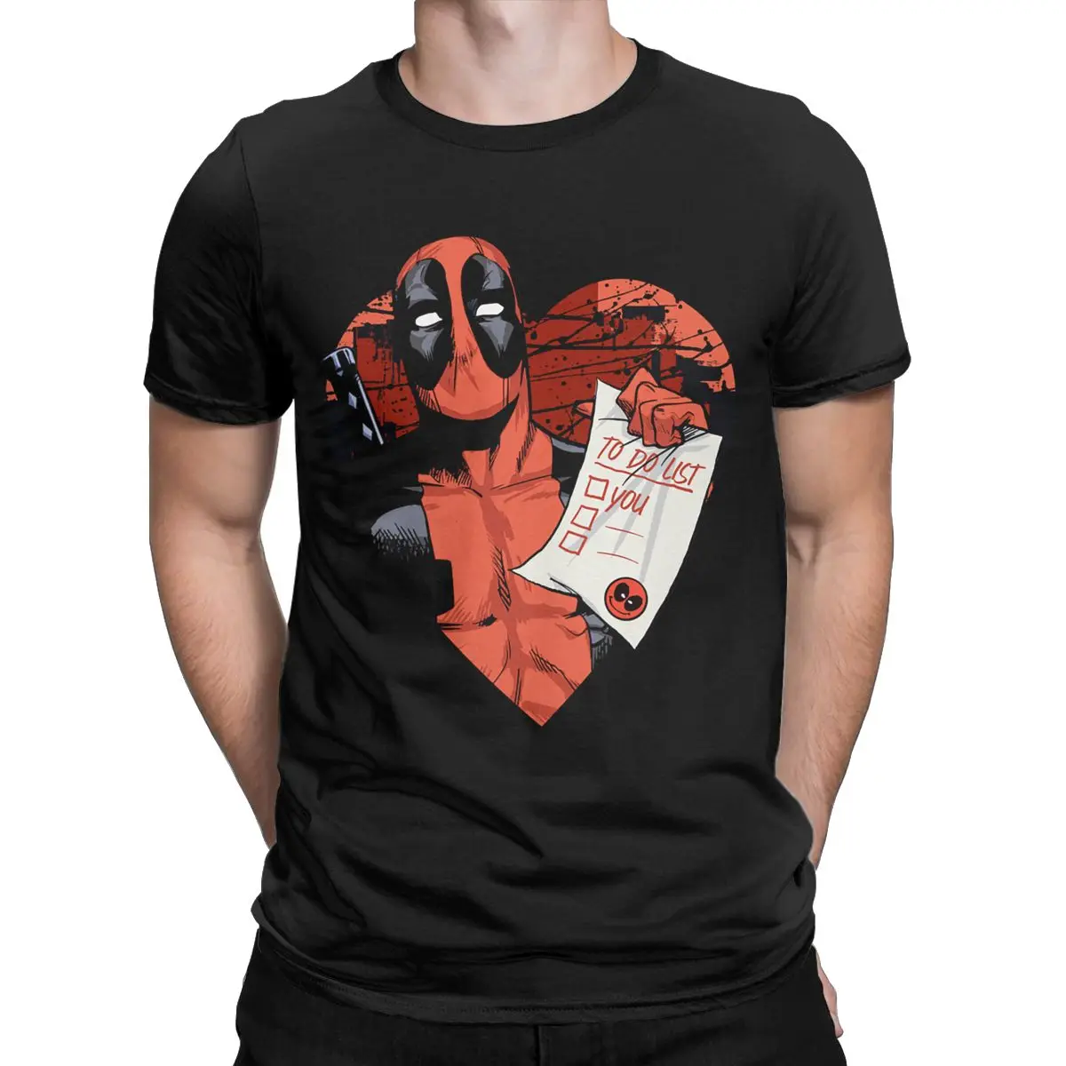 Deadpool Valentine's List T-Shirt for Men Funny Pure Cotton Tee Shirt Crew Neck Short Sleeve T Shirts Summer Tops