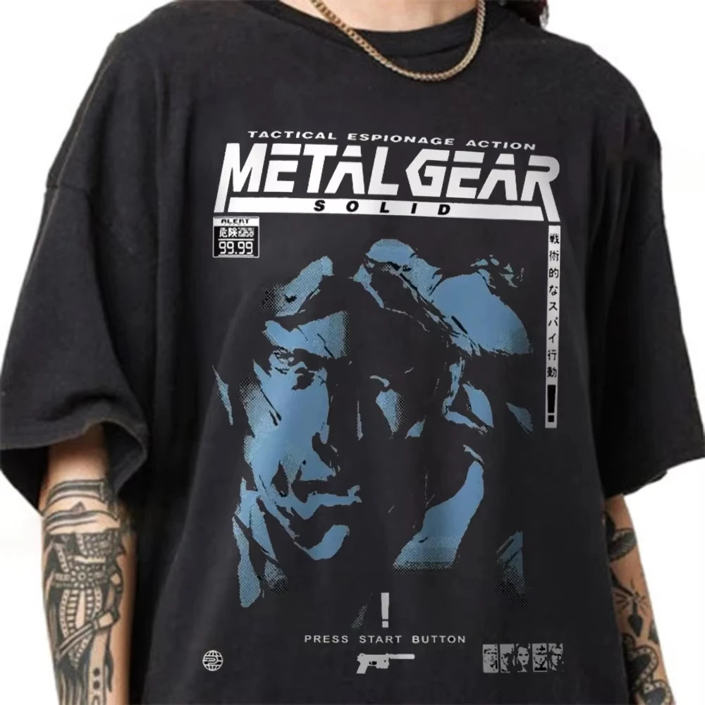 Camiseta Metal Gear Solid, Ropa de Algodón Sólido, Camiseta Corta Vintage de Verano, Holgada y Transpirable, Top Unisex de Algodón Puro