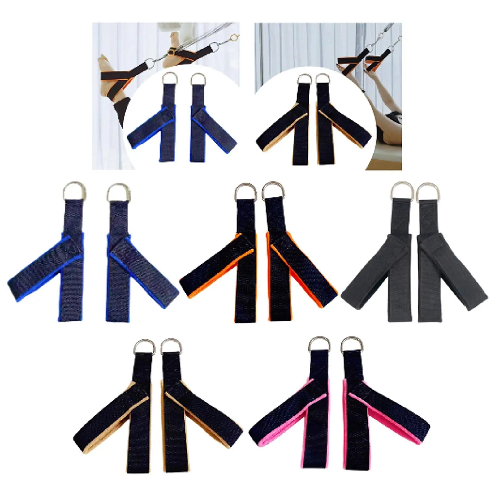 

2Pcs Pilates Straps D Ring Core Flexible Fitness Straps for Women Adults Gym
