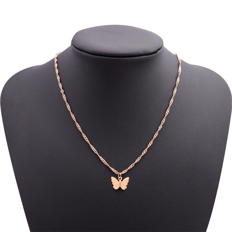 Aihua Mode Gold Silber Farbe Schmetterling Halskette Einfache Schmetterling Form Anhänger Halsband Geburtstag Party Geschenk Frauen Schmuck – Detail 5