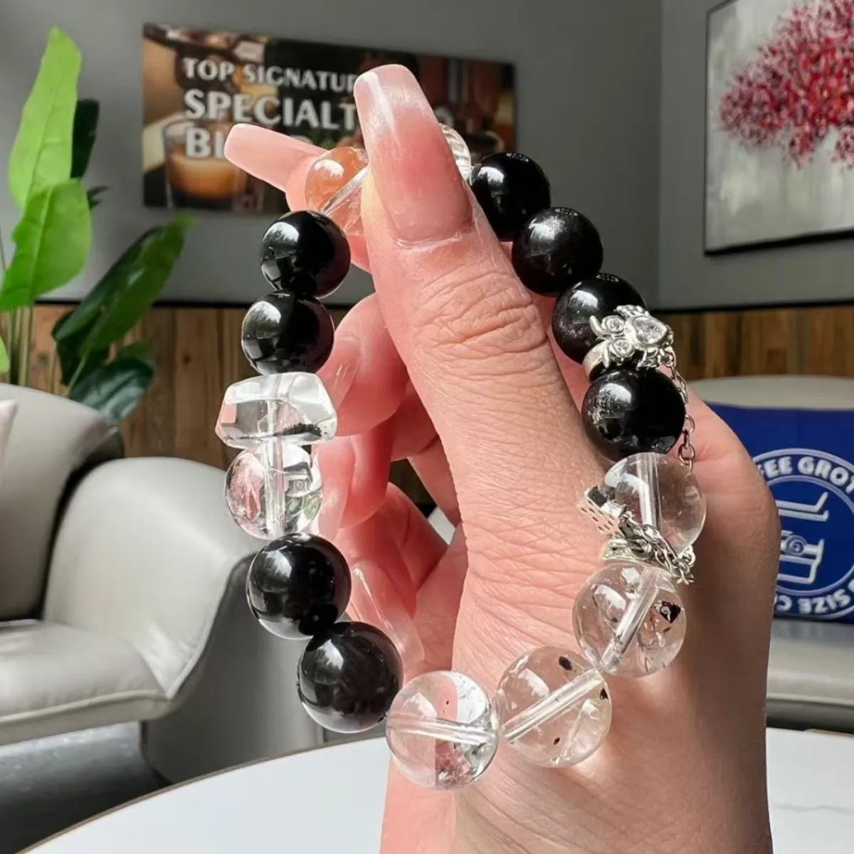 

Natural 12mm Obsidian Crystal Bracelet, Light Luxury Fashion Women's Bracelet, Gift