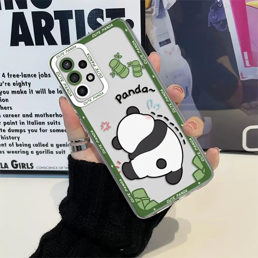 Cartoon Cute Panda Phone Case for Samsung Galaxy A35 A55A53 A54 A73 A34 A33 A25 A24 A13 A14 A15 Soft Transparent Cover