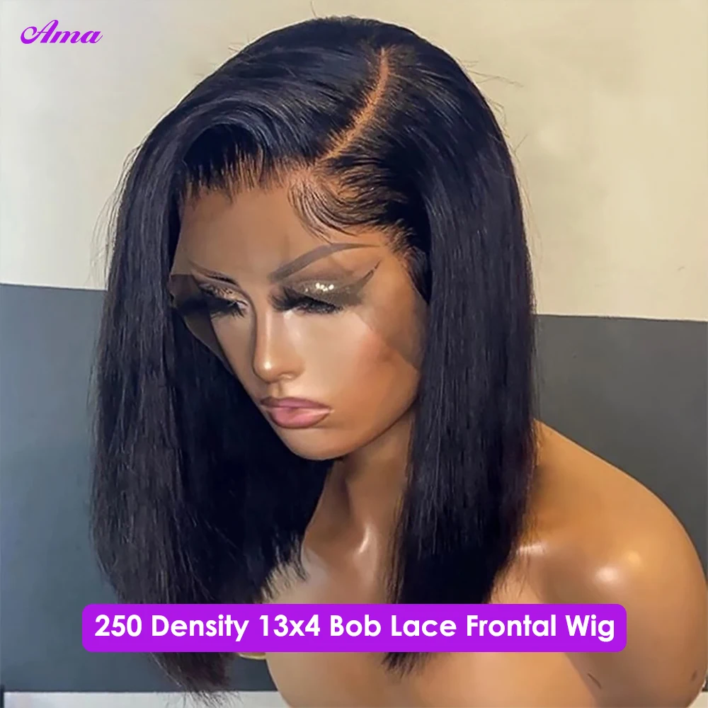 Cheap Bob Wig Lace Front Human Hair Wigs Pre Plucked 13x4 Straight Lace Front Wigs Human Hair Short Bob Wig 250 Density