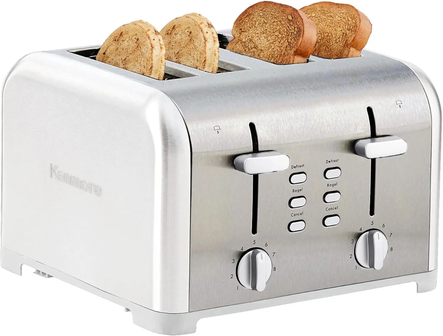 

Kenmore Toaster 4 Slice - Extra Wide Slot Countertop Kitchen Appliance, Defrost Function, Grille-Pain, 9 Shade Settings