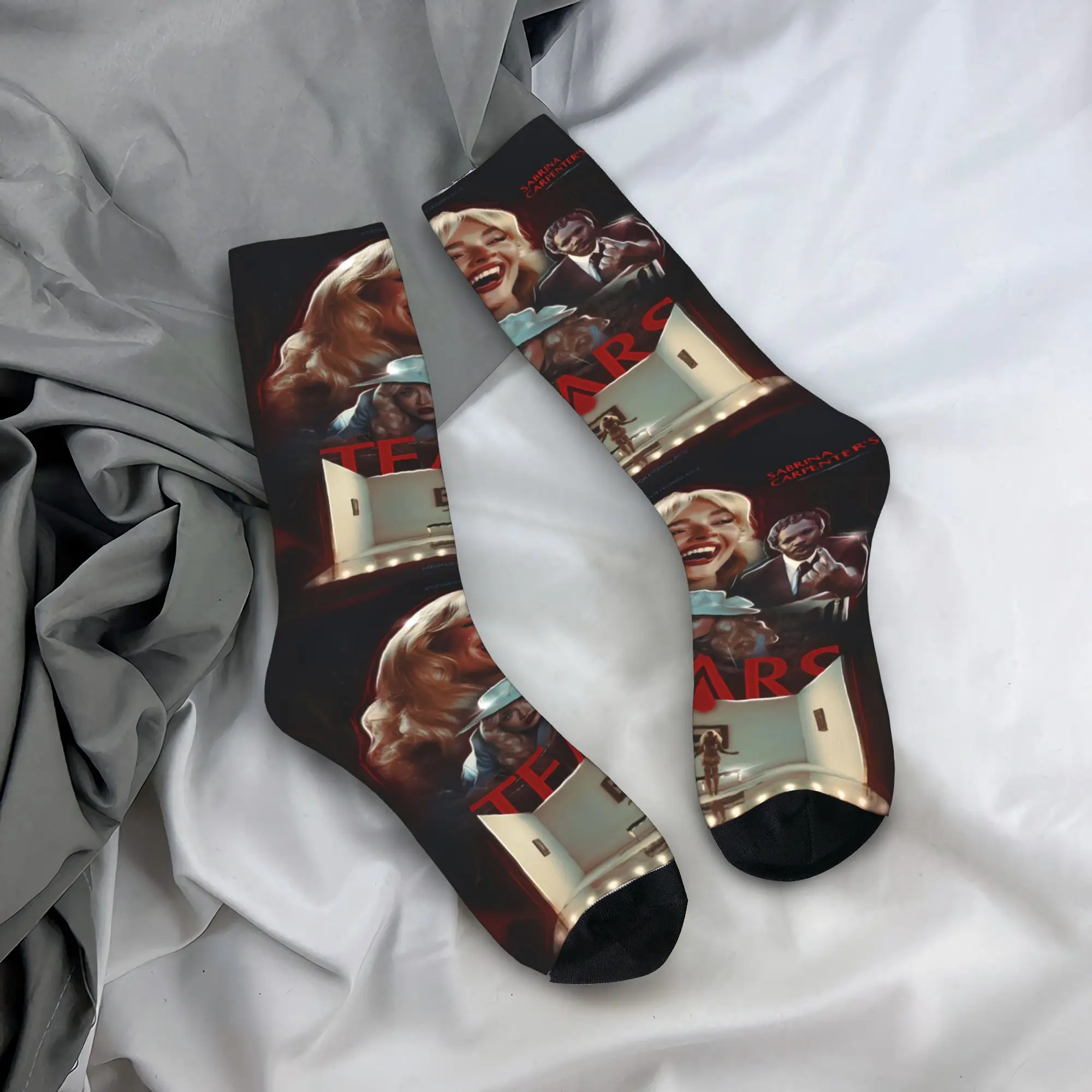 

Сабрина Карпентер Слезы Чулки Дизайн Современные Носки Весенние Нескользящие Носки Взрослые Мужчины Бег Спортивные Мягкие Носки