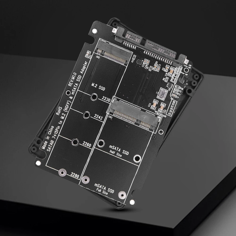 Combo M.2 NGFF B-key y MSATA SSD a SATA 3,0 convertidor de carcasa adaptador tarjeta SSD funda compatible con 2230 2242 2260 2280 SSD