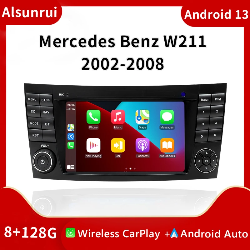 

Wireless Carplay 2 din Android 13 AutoRadio For Mercedes Benz E-class W211 E200 E220 E300 E350 E240 E280 CLSCLASSW219 Multimedia