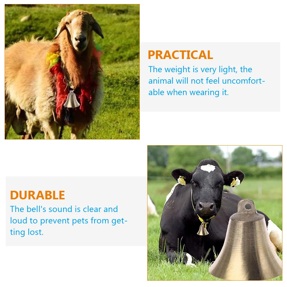 

4pcs Sheep Bell Accessories Loud Golden Copper Hanging Cowbell Vintage Design Bells Farm Anti Theft Pets Decoration
