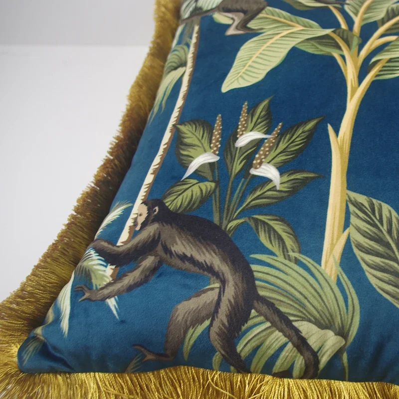 Retro Jungle Animal Collection Cushion Cover For Couch Outdoor Decorative Pillow Case Palm Monkey Print Coussin Sofa Deco