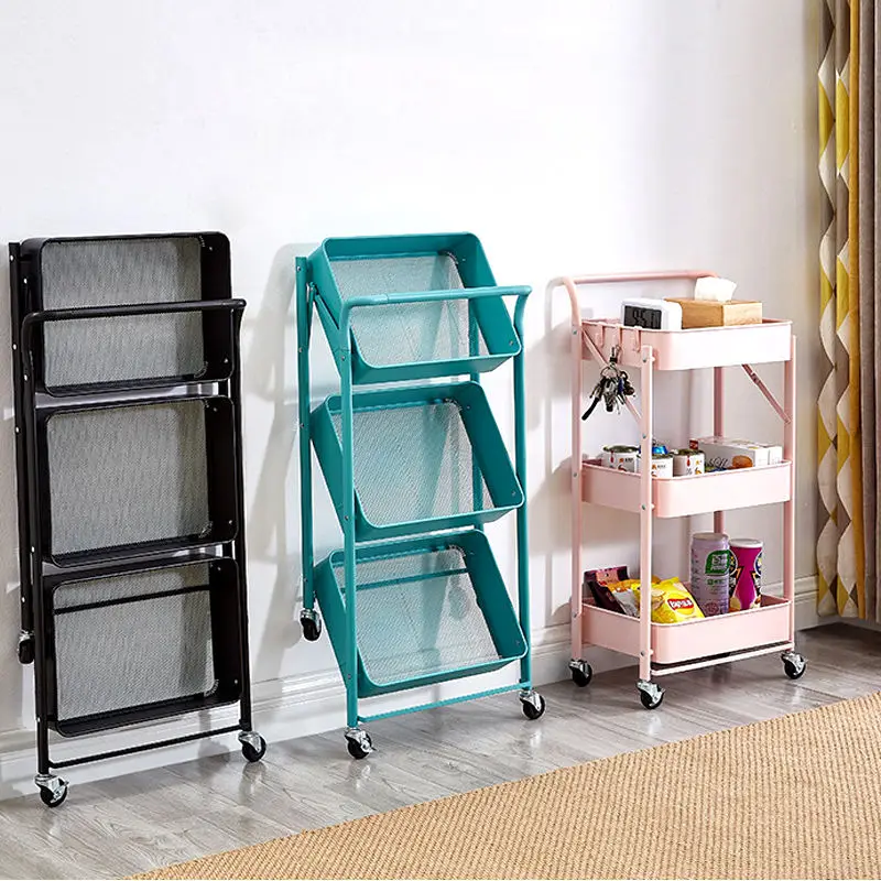 

@！Wholesale 3-Tier Rolling Utility Kitchen Trolley Cart with Wheels No-Install Required for Kitchen Bathroom Office Storage