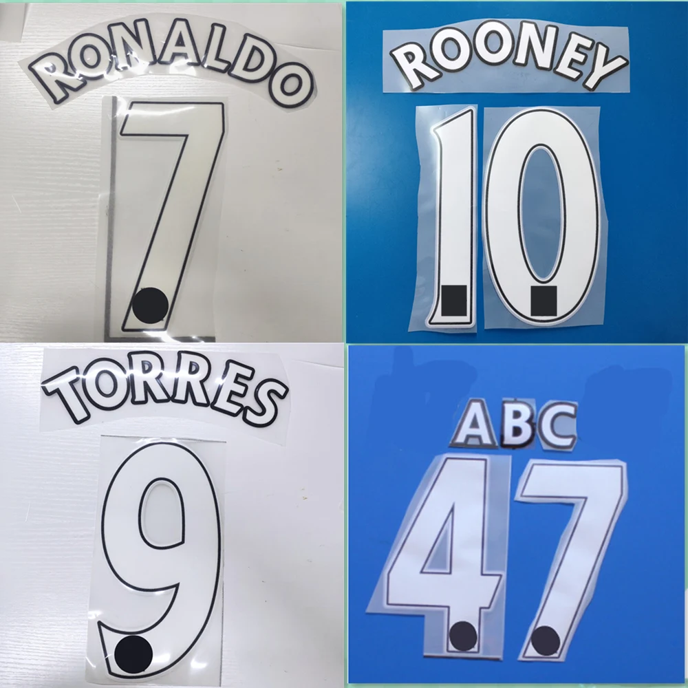 2006-2016 бархатный материал Retro Premier gerrard lampard ronaldo HENRY ROONEY Nameeset номер наклейки горячего тиснения