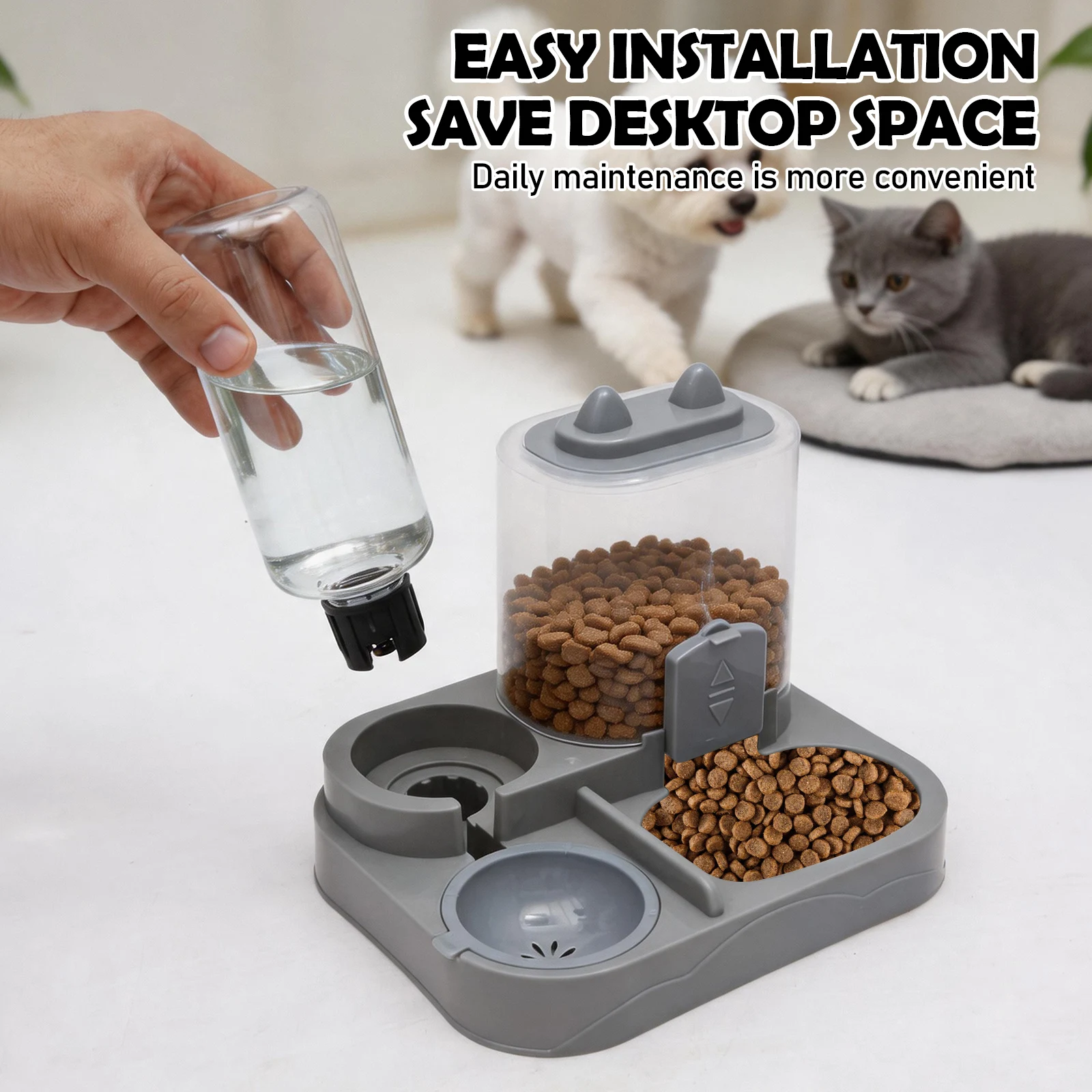Automatic Pet Food and Water Feeder Large Capacity 2 in 1 Automatic Feeder Dog Cat Food Bowl with Water Fountain Pet Supplies