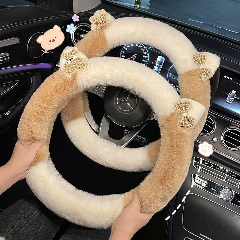 

Steering Wheel Cover Winter Plush Cute Cartoon High-end Internet Celebrity Car Handle Cover Women's Universal Style Warm and