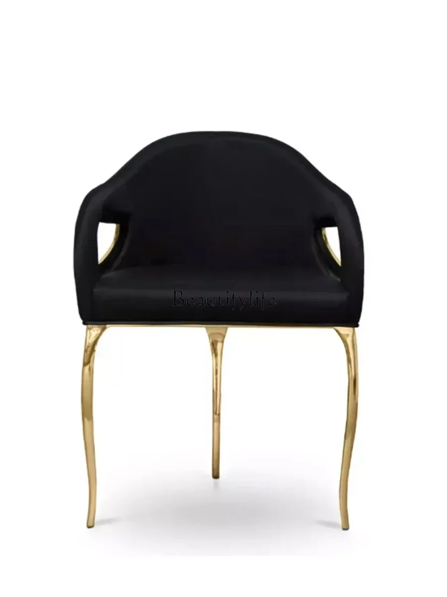 

lLight luxury high-end home dining chair Modern simple single flannel back chair