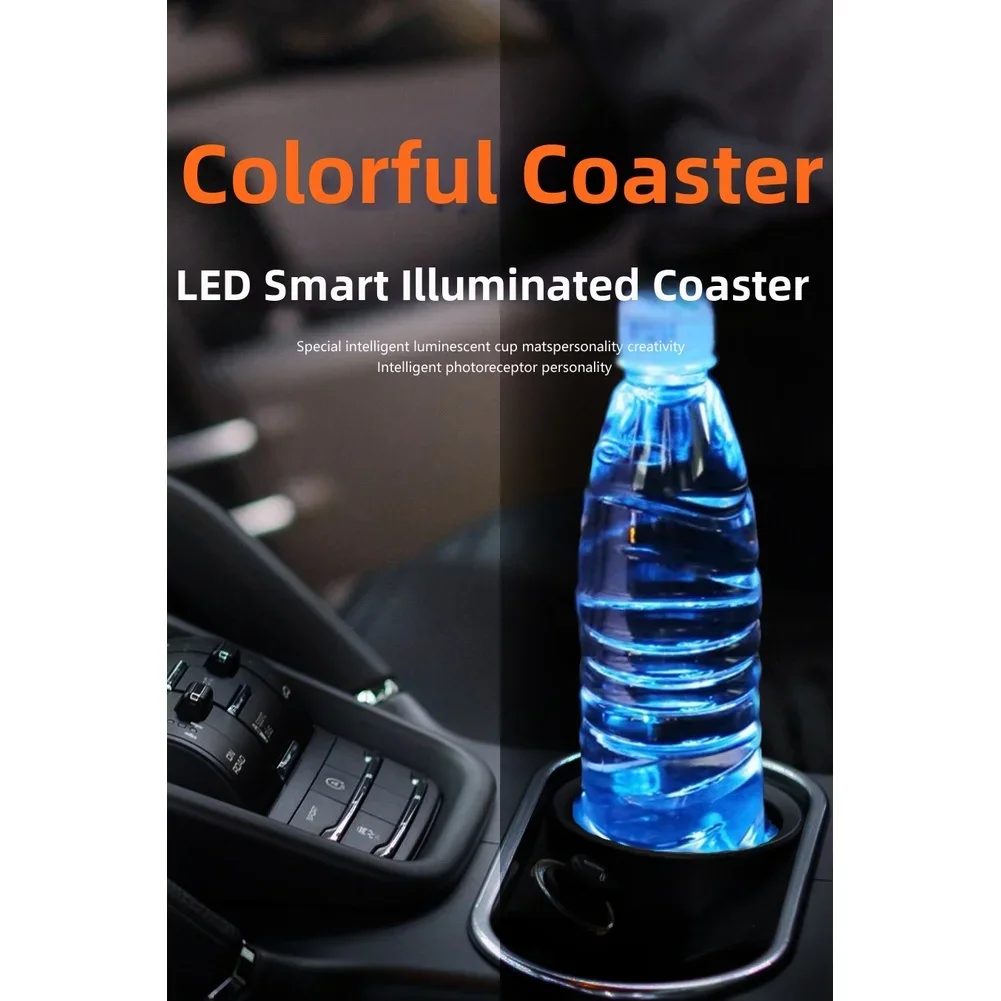 Car Interior Lighting LED Car Coaster Energy Efficient Car Lighting Auto Off After 15s High-transparency Acrylic