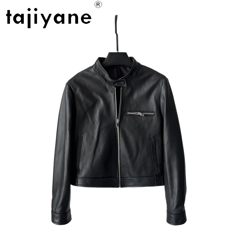 TAJIYANE Real Sheepskin Leather Jacket Woman Fashion Short Motorcycle Coat Stand Collar Jackets 2026 Autumn Women Clothes casaco