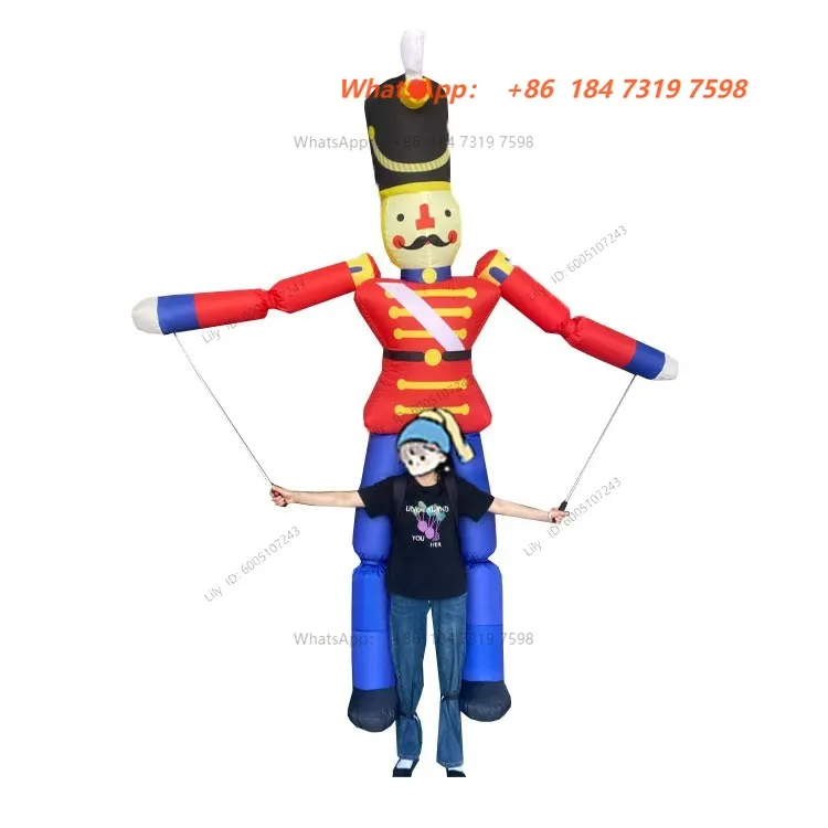 Giant Inflatable Nutcracker Clown Air Blow Soldier Puppet Christmas Xmas Carnival Parade Walking Performance Props for Event