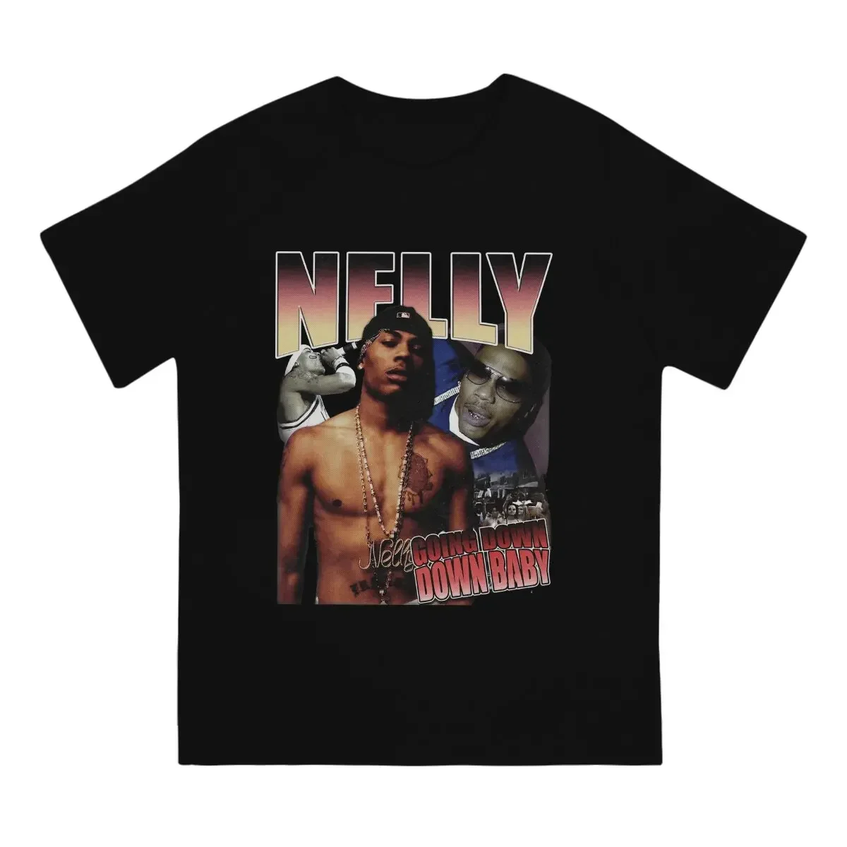 Nelly Pure Cotton Clothing Funny Short Sleeve Round Collar Men Hip Hop Nelly Going Down Down Baby T Shirts Hot Sale