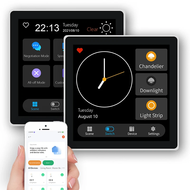2025 New Smart Home 240V Wall Switch with Touch Screen LCD Display with Smart Mobile  Remote Control Function