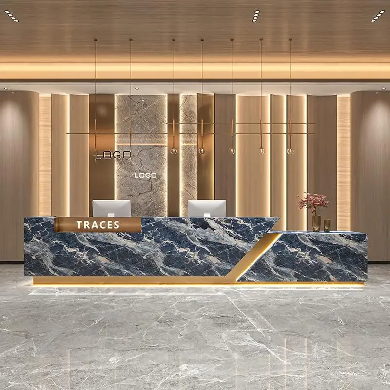 Light Luxury Marble Company Front Desk Hotel Reception Library Restaurant Sales Department High-end Club Reception