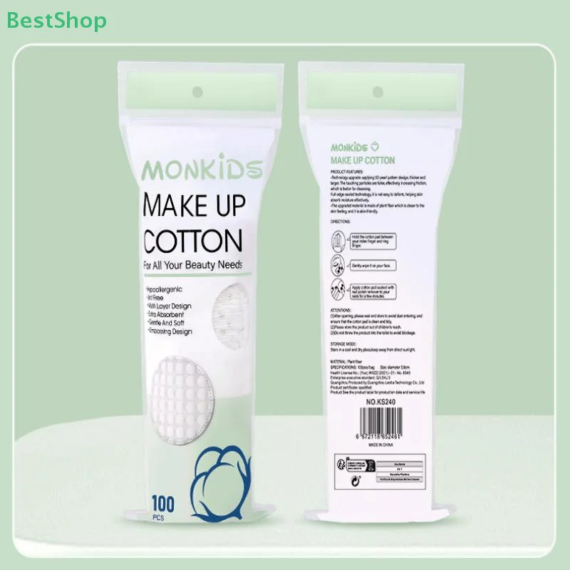 100 Uds. Almohadillas desmaquillantes circulares suaves y transpirables almohadillas de algodón con textura de perlas de doble cara, utilizadas para limpieza Facial diaria