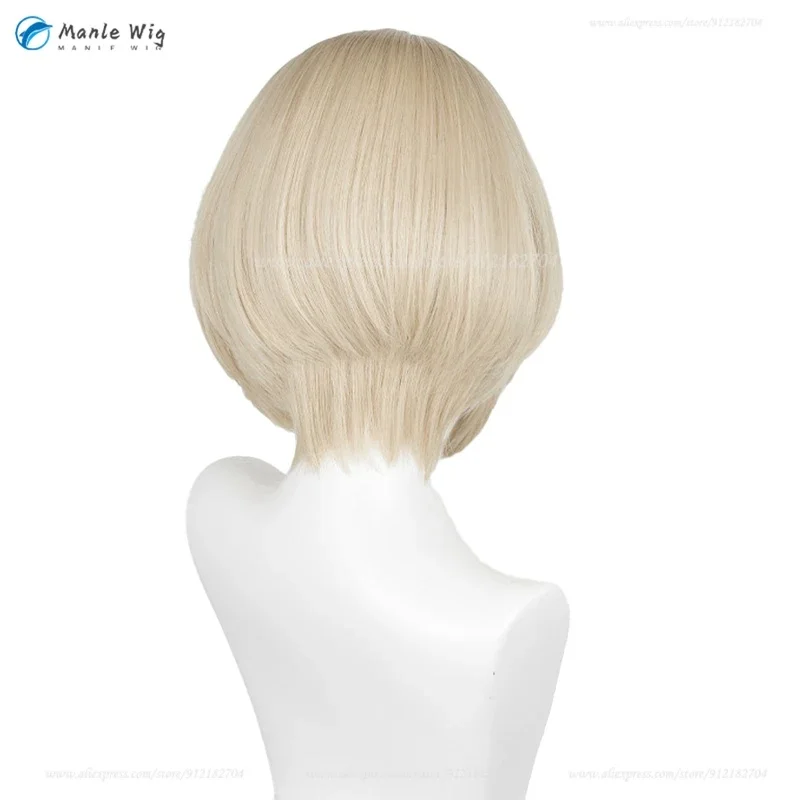 x;3,f6'b7\g,Freminet Cosplay 30cm Light Golden Short Hair Heat Resistant Synthetic Wigs Halloween + Wig Cap5;h7'b8\f,4/ view 5