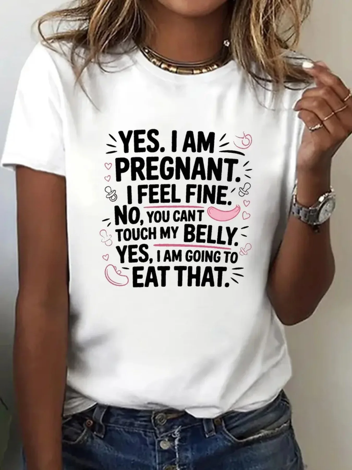 Ladies' Funny Pregnant T-shirt - 
