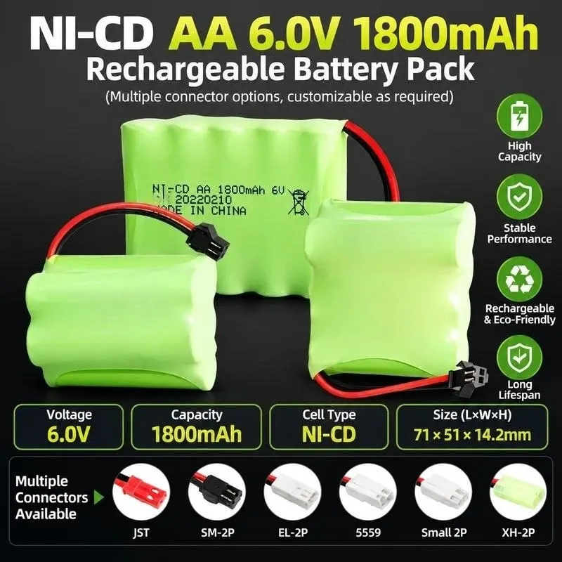 for Nickel-cadmium 6V 1800mAh Battery Pack Remote Control Electric Toy Accessories Charge Discharge 300 Times AA5