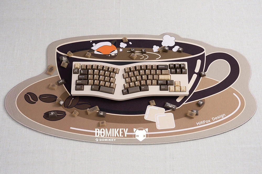 Domikey HIFIFOX Silent Cafe Mousepad for Mechanical Keyboard Deskmat 900 400 4mm Stitched Edges High quality soft touch Rubber