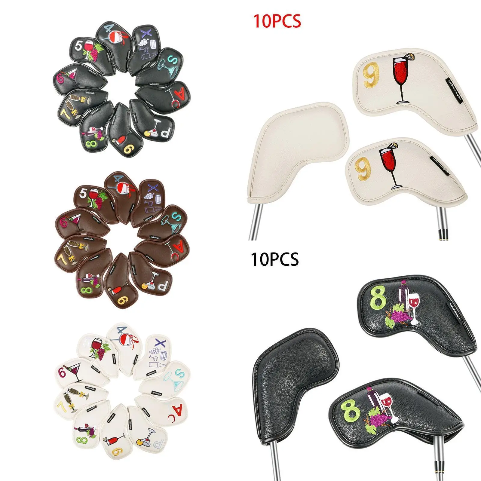 

Golf Iron Head Covers Set Protector Headcovers Golf Accessories PU Leather Golf Head Cover Golf Accessories 10 Piece Set