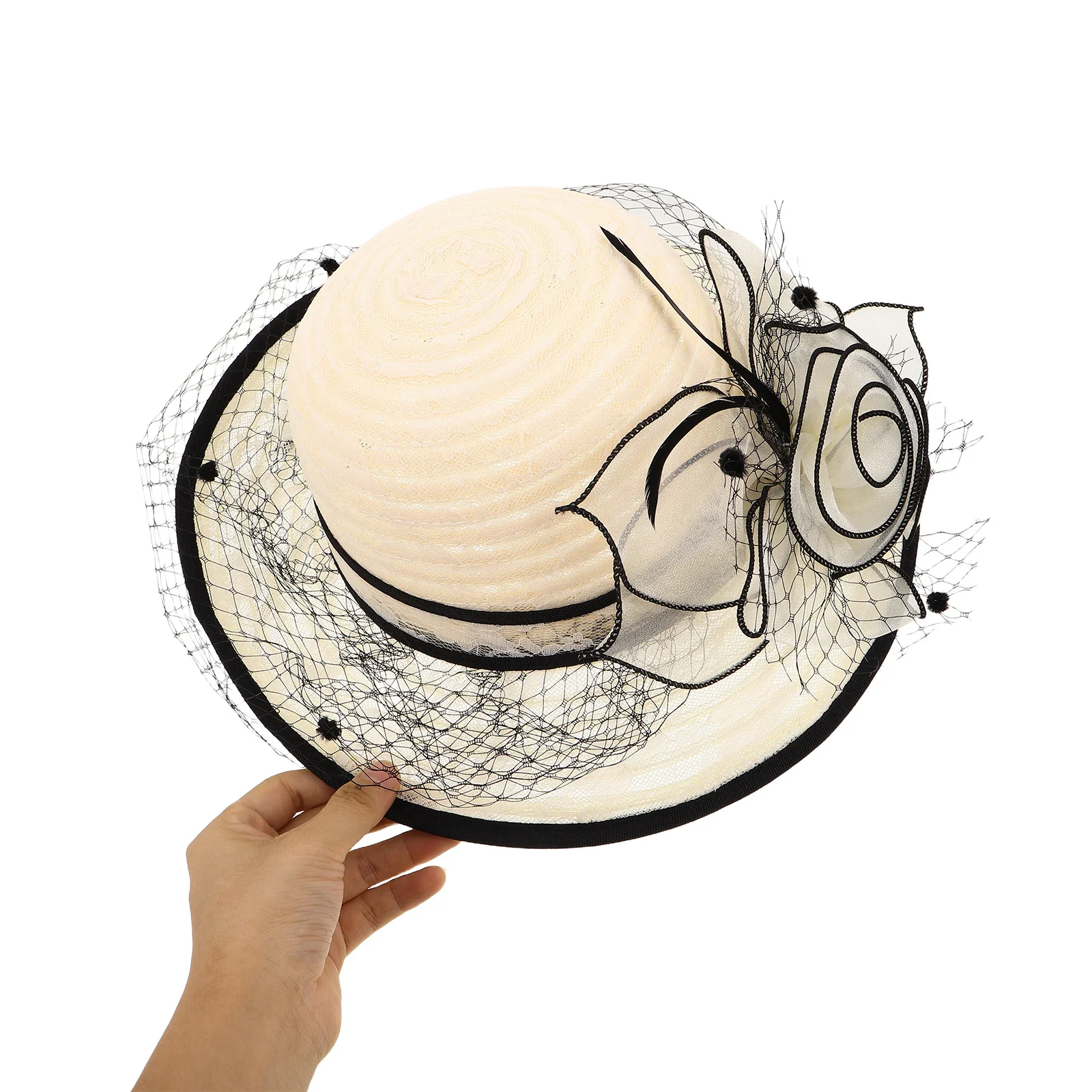 

French Inspired Sun Hat for Women Lace Trim Wide Brim Vintage Style Beach Bucket Hat for Outdoor Garden Party Vacation Pool