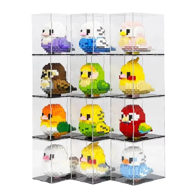 Cute Parrot Bird Series Mini Building Blocks Bird Desktop Ornaments DIY Assembling Pigeon 3D Model Children Educational Toys