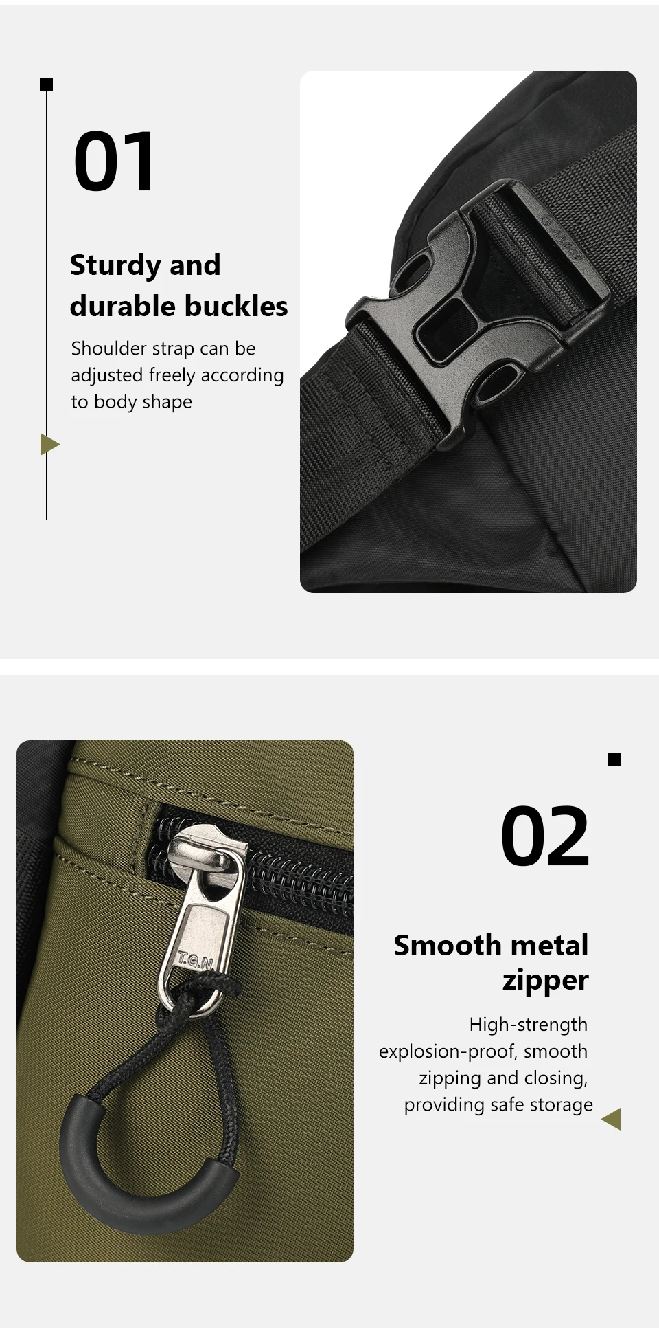 Tigernu Brusttaschen für Männer 7,9 Zoll IPad Tasche leichte Umhängetasche wasserdichte Umhängetasche männliche Mini-Taschen Sling Bag Handtasche – Detail 10