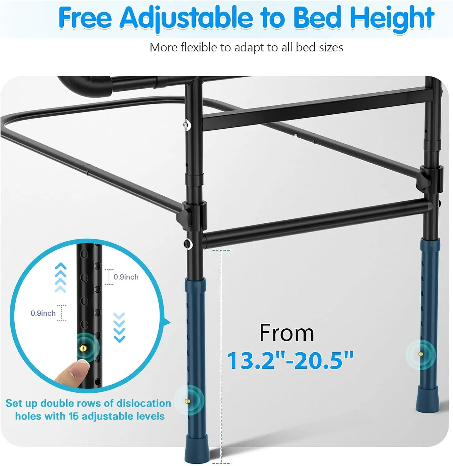 Rails for Elderly Adults Safety Foldable - Heavy Duty Bed Assist Rails for Senior, with Extendable Bed Guard Rails, Adjustable H