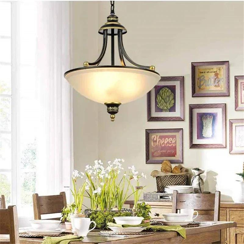American Ceiling Chandelier Home Lamp Living Room Decor Dining Room Retro Led Ceiling Light Iron Chandelier Balcony Restaurant