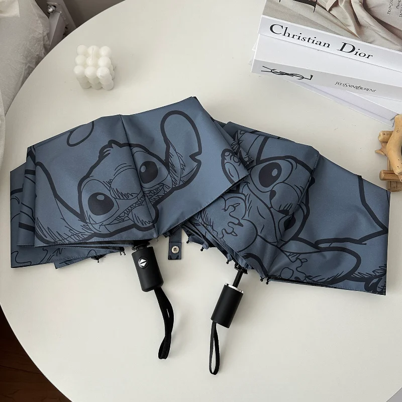 Disney Stitch Umbrella Travel Portable Automatic Folding Umbrellas Women Men Cartoon Windproof Rainproof Parasol Sun Umbrella