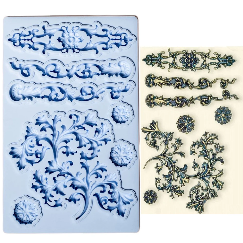 Relief Floral Vine Silicone Fondant Mold Chocolate Decoration Cake Sugarcraft Lace Borders Mould DIY