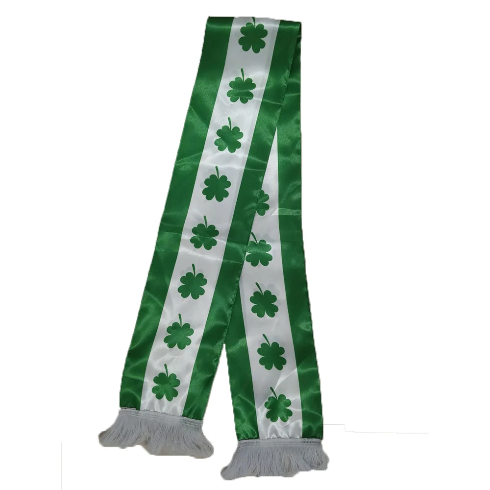 Country Double Side Printing Stain Football Soccer Fans St. Patrick's Day Four-leaf clover National flag Ireland Scarf