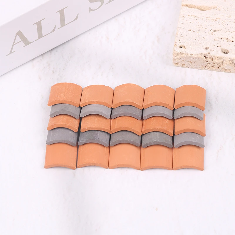 60 Pieces Roof Tiles Building Set Miniature Tiles Mini Dollhouse Shingles Fake Tile Dollhouse Kitchen Garden Accessories