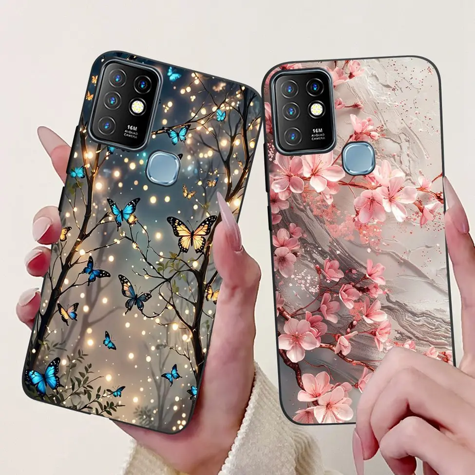 For Infinix Hot 10 Case Silicone Cute Cat Fashion Flowers Luxury Painted Back Cover For Inifnix Hot 10 Phone Case X682B X682C - view 3