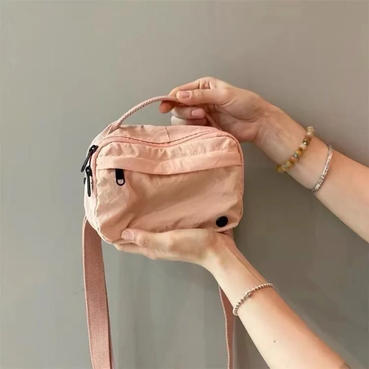 Macaron colored nylon small square bag, lightweight canvas bag, casual mobile phone bag view 3