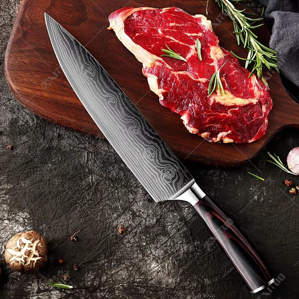 

XITUO stainless steel kitchen knives set Japanese chef knife Damascus steel Pattern Utility Paring Santoku Slicing knife Health