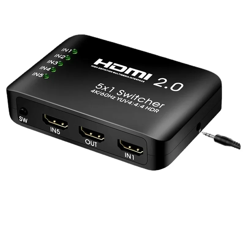 

AY HDMI 2.0 Switcher - 5 Input 1 Output High Definition Switcher - 5x1 Converter