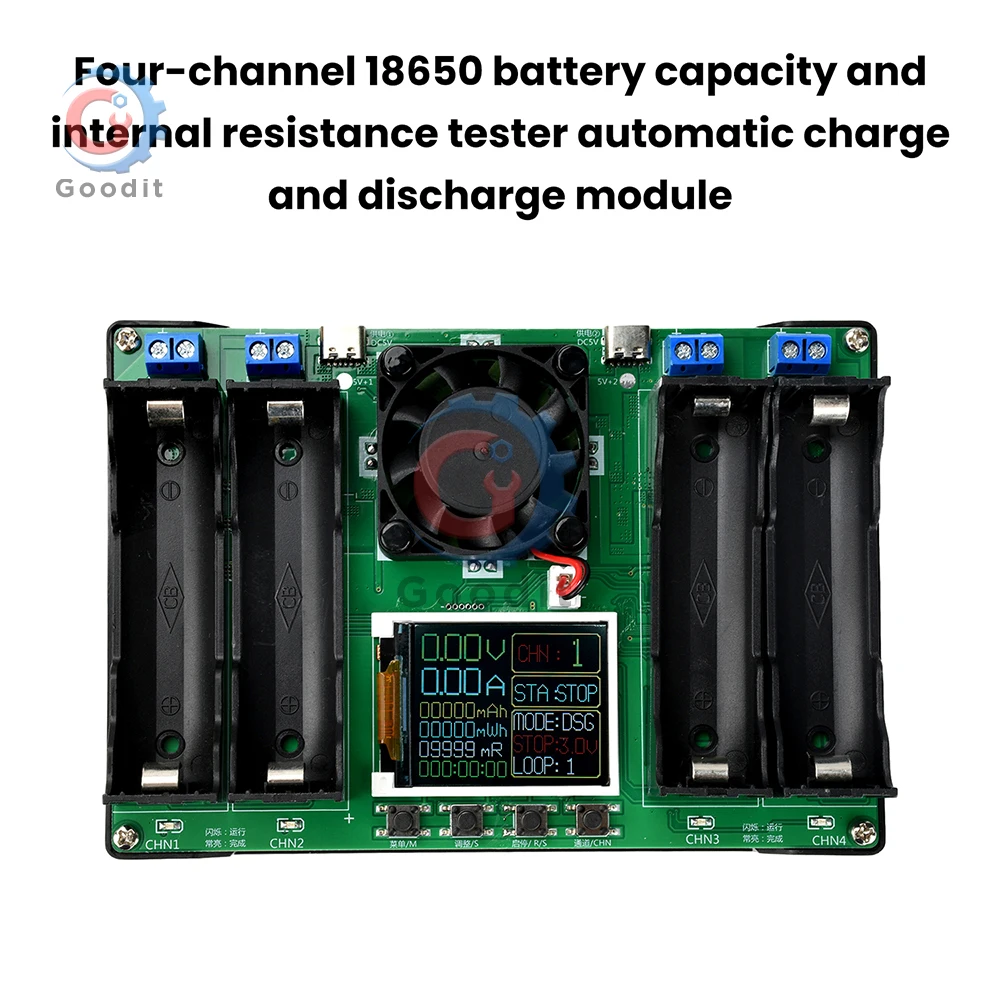 18650 21700 tipo-c 4 canais testador de capacidade da bateria display lcd mah módulo de detecção de bateria digital de lítio para testes de bateria