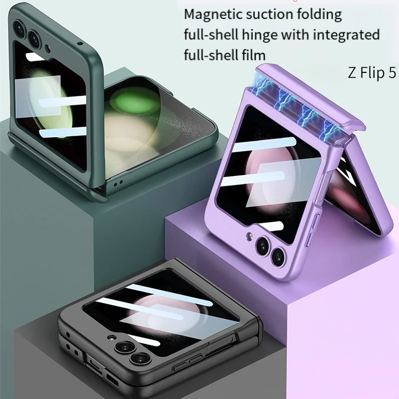 z-flip7携帯電話ケース、磁気ヒンジケースフィルム一体型折りたたみスクリーン、flip5-4落下防止保護ケースに適用
