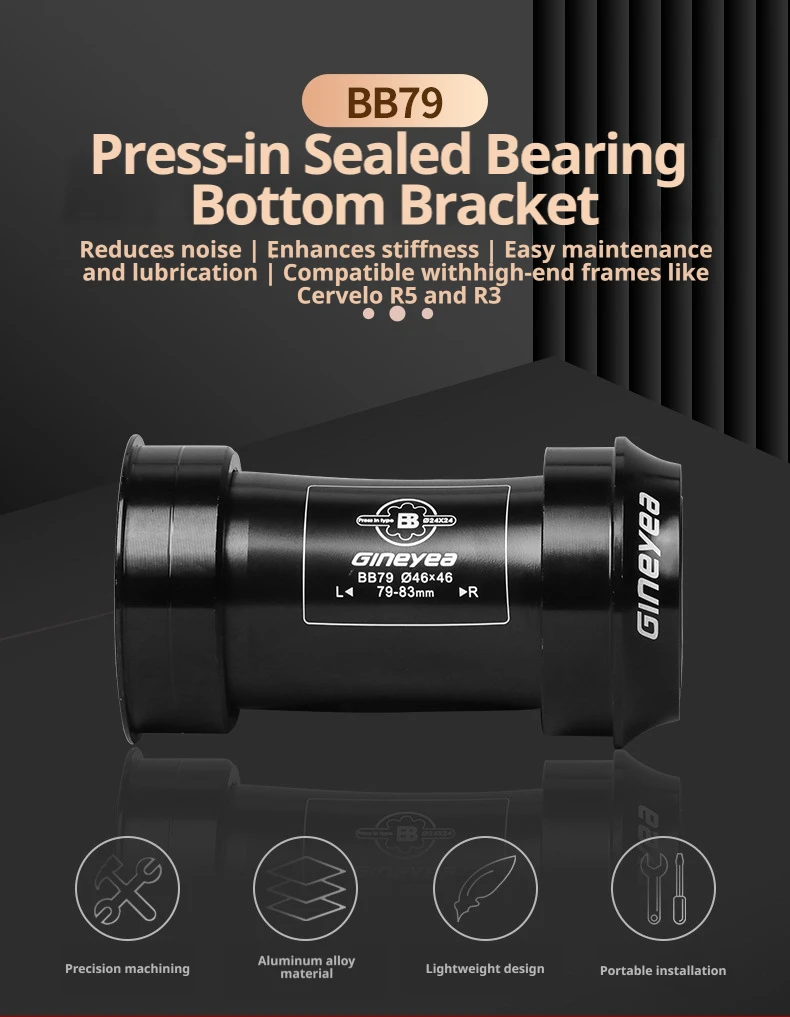 Fahrrad BB79 Tretlager für Shimano SRAM GXP 24/22mm Kurbelwelle Pressfit 46mm Rennrad MTB Fahrradrahmen 79-83mm – Detail 1
